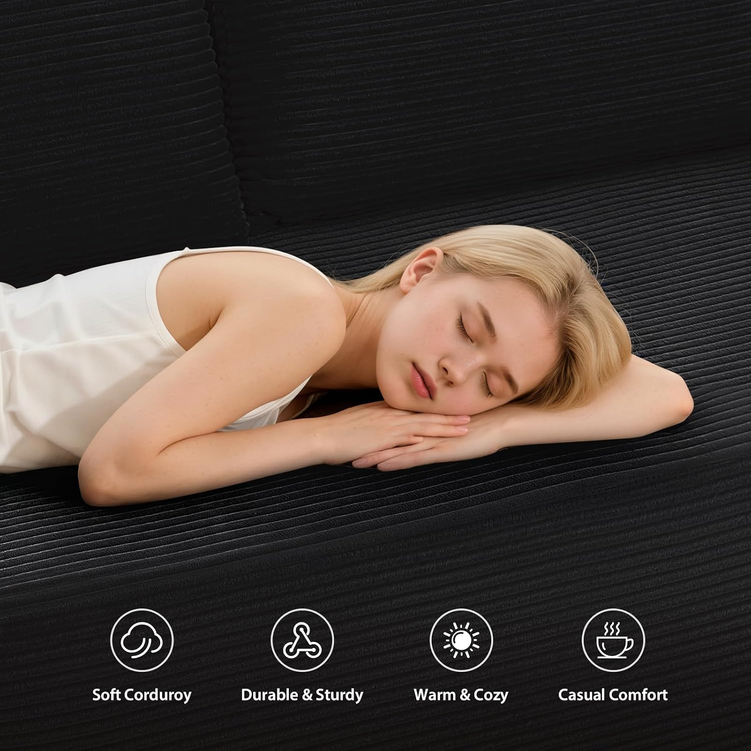 96.9 Inch Boneless L-Shaped Sectional Sofa, No Assembly Compressed Modular Couch