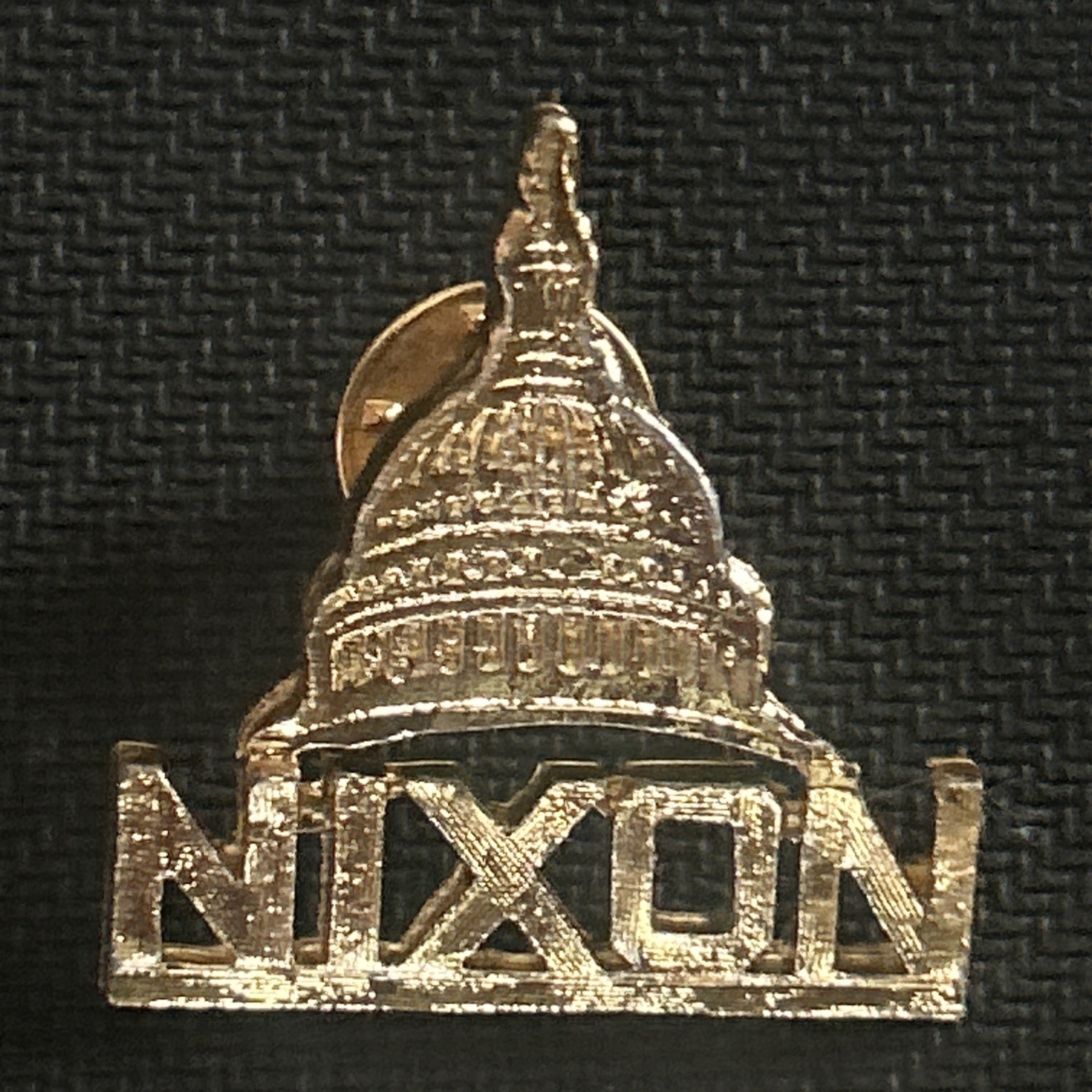 Nixon Capitol brass  1 1/4” pinback  pin