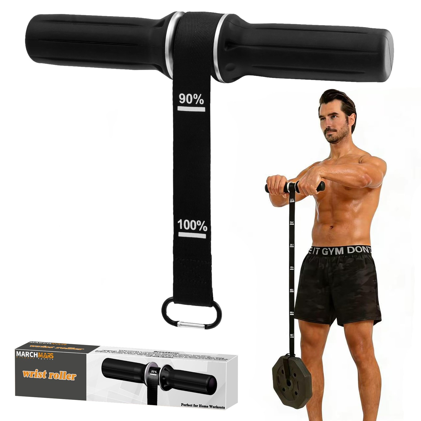 Forearm Strengthener & Forearm Exerciser, Wrist Roller with Thick Silicone Ha...
