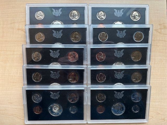 1969-S 5-coin Proof Sets. 10 SET LOT. No Boxes, No COA's. 50 Coins. Blowout sale