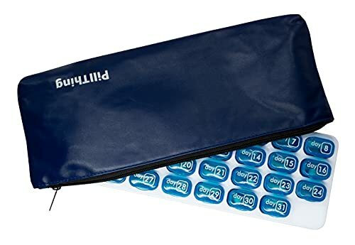 Pill Pod Organizer with Zippered Travel Case 31 Day Monthly Pill Organizer Pods