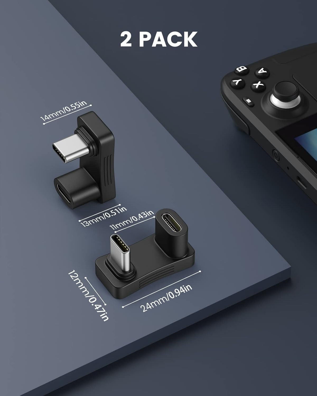 Moko 180 Degree Angle USB C Adapter 2 Pack, U Shape USB-C Adapter Connector with