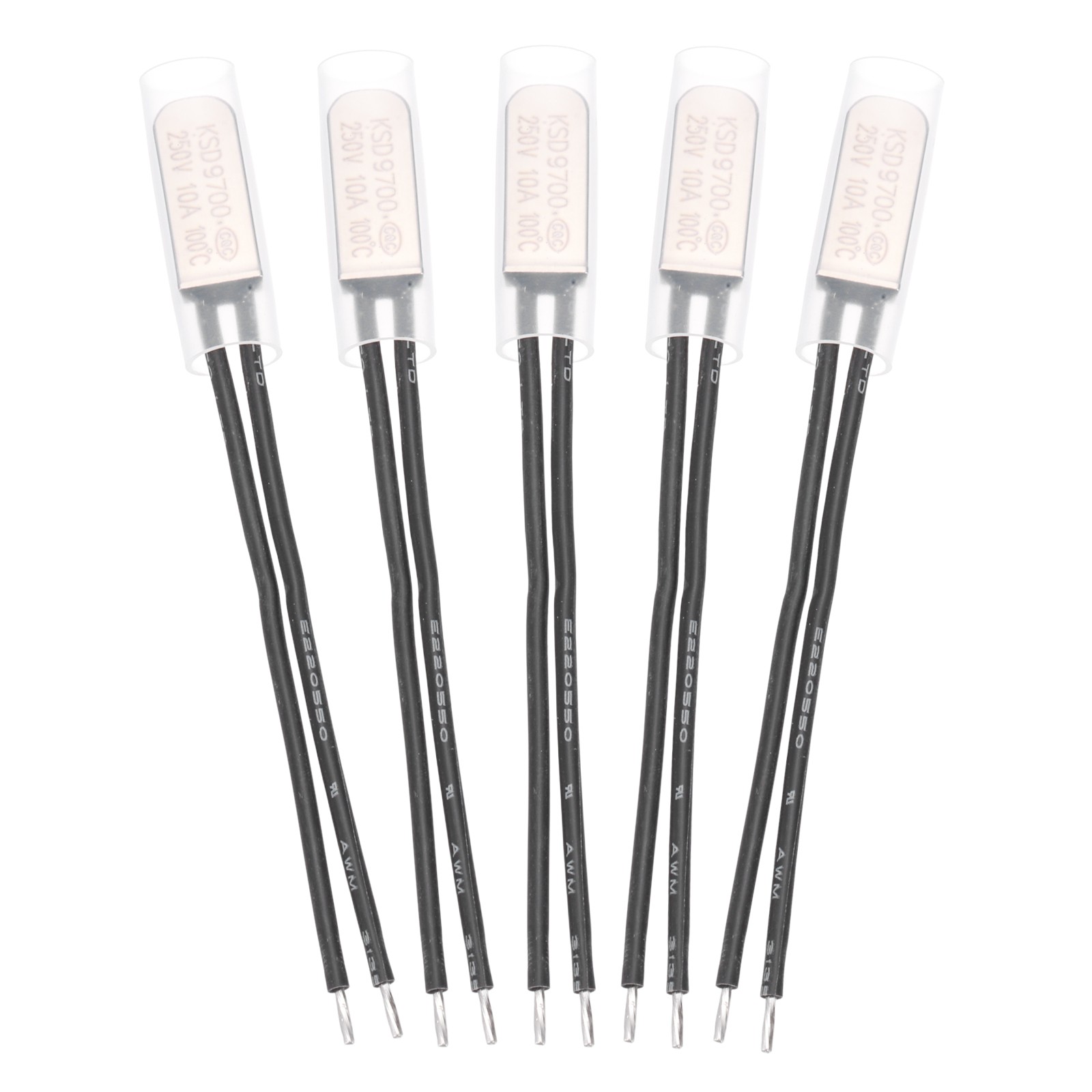 5 Pcs KSD9700 Thermostat 100°C/212°F Temperature Switch N.C 10A Metal