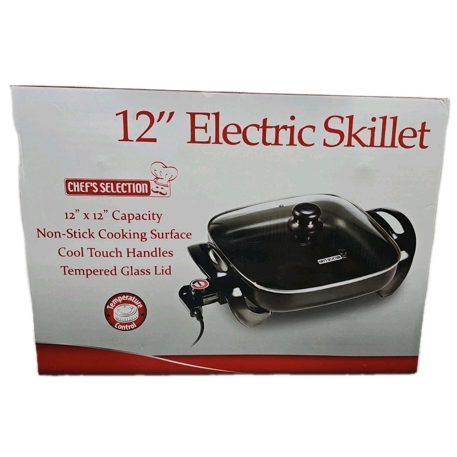 Chef's Selection • 12"x12" Electric Skillet w/Temp Control, Lid, Non-Stick [152]