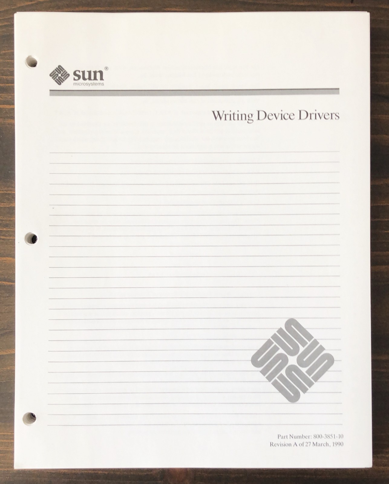Sun Microsystems - Writing Device Drivers Manual  (1990)