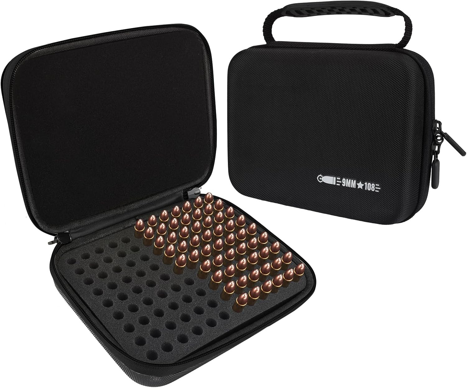 108 round 9MM Ammo Case, Ammo Storage Box Compatible with 9Mm Luger, 9Mm Parabll
