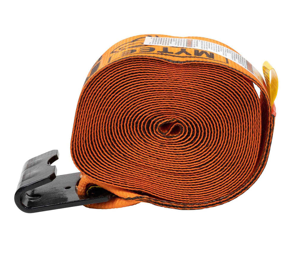 (4 Pack) 4" x 30' Winch Strap with Flat Hook - High Abrasion Orange