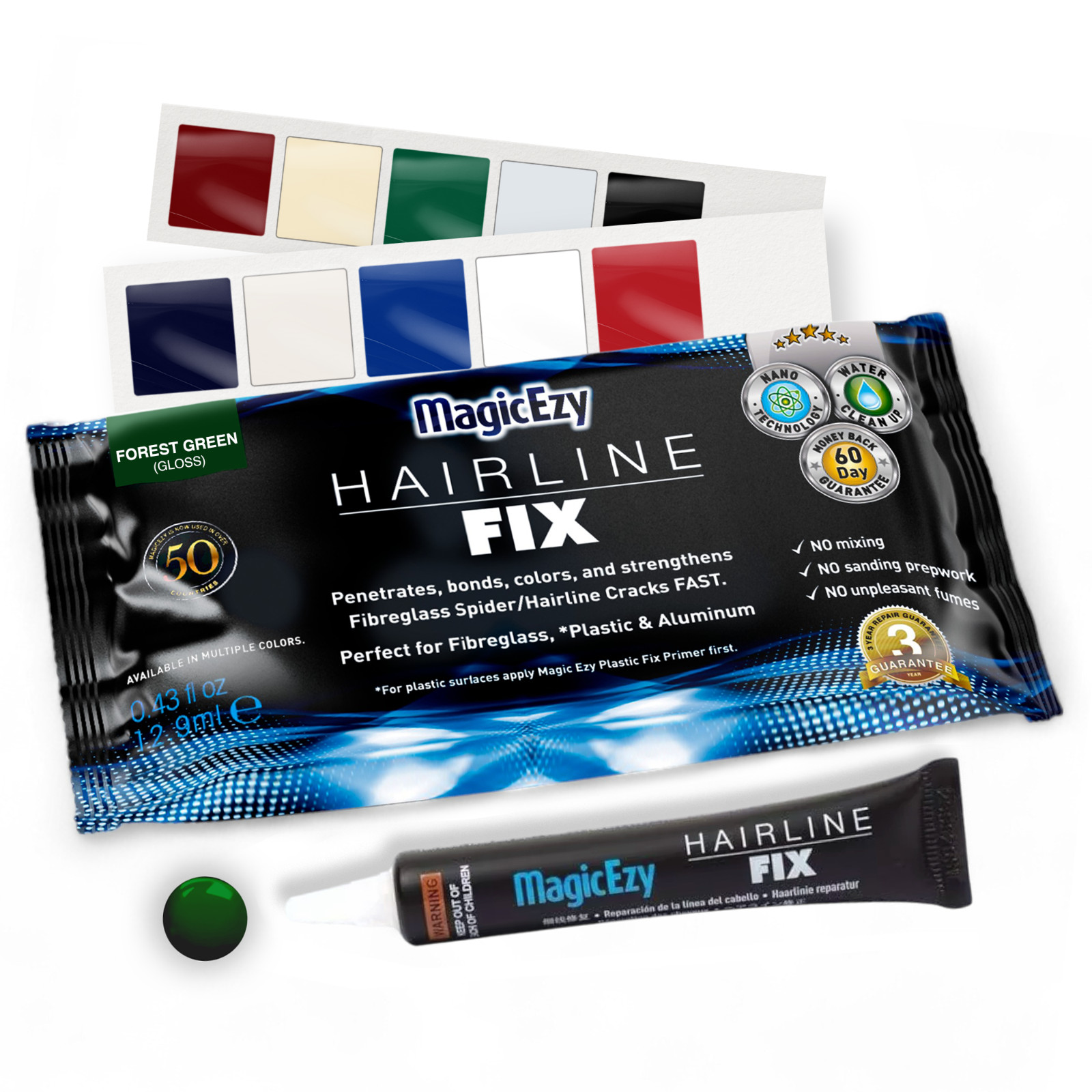 MagicEzy Hairline Fix (Forest Green) : Fast Gelcoat Repair for Fiberglass Cracks