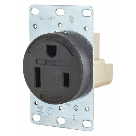Bryant 9650Fr Straight Blade Receptacle, 6-50R, 50 A, 250V Ac, 2 Pole, 3 Wire,