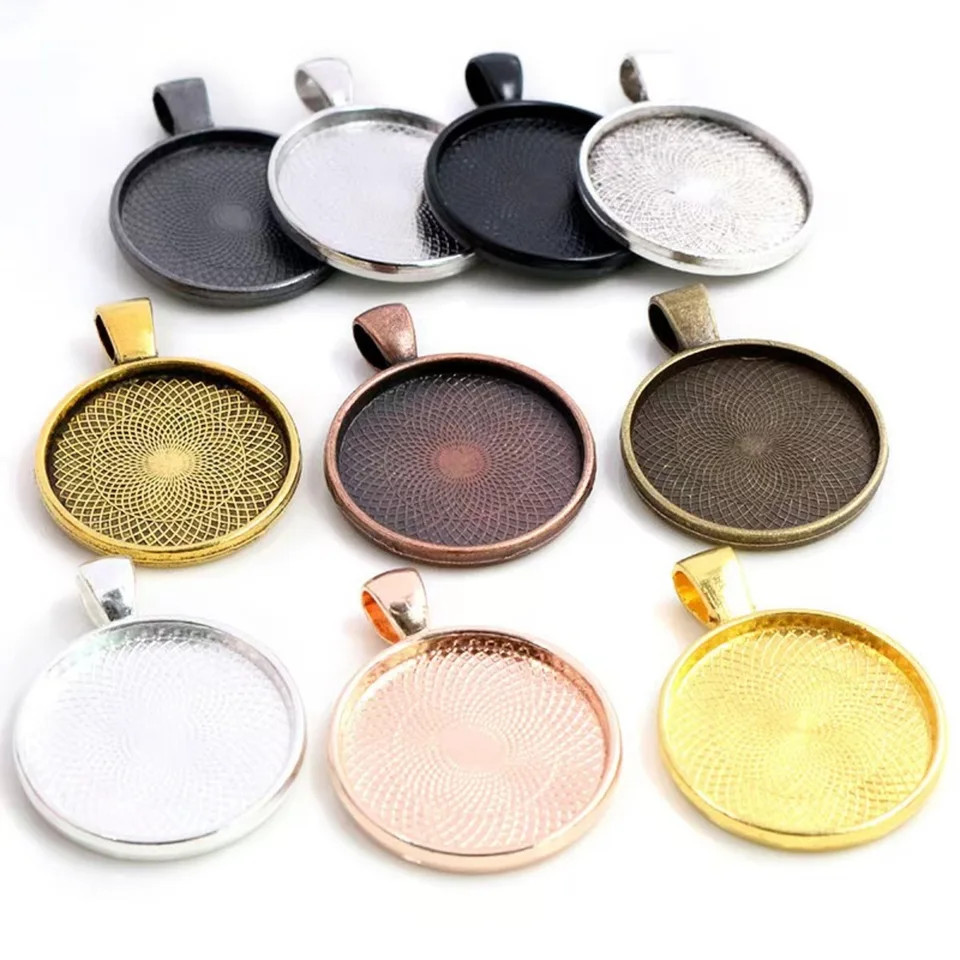 Glass Cabochon Base Settings for DIY Jewelry Tray Fit 20mm 25mm 30mm 10 Colors