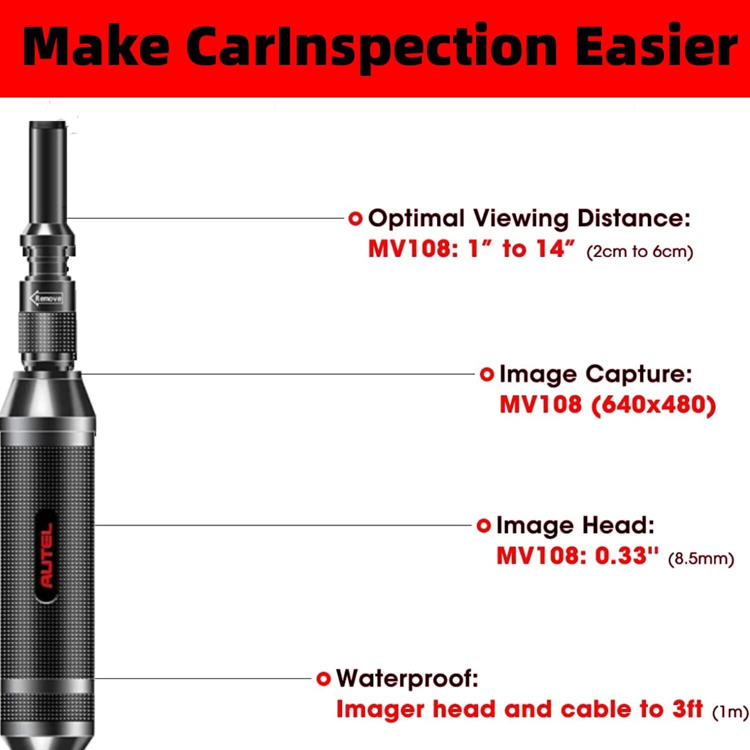 Autel MV108S MaxiVideo Inspection Video Scope 8.5mm Digital For MK808BT MP808TS