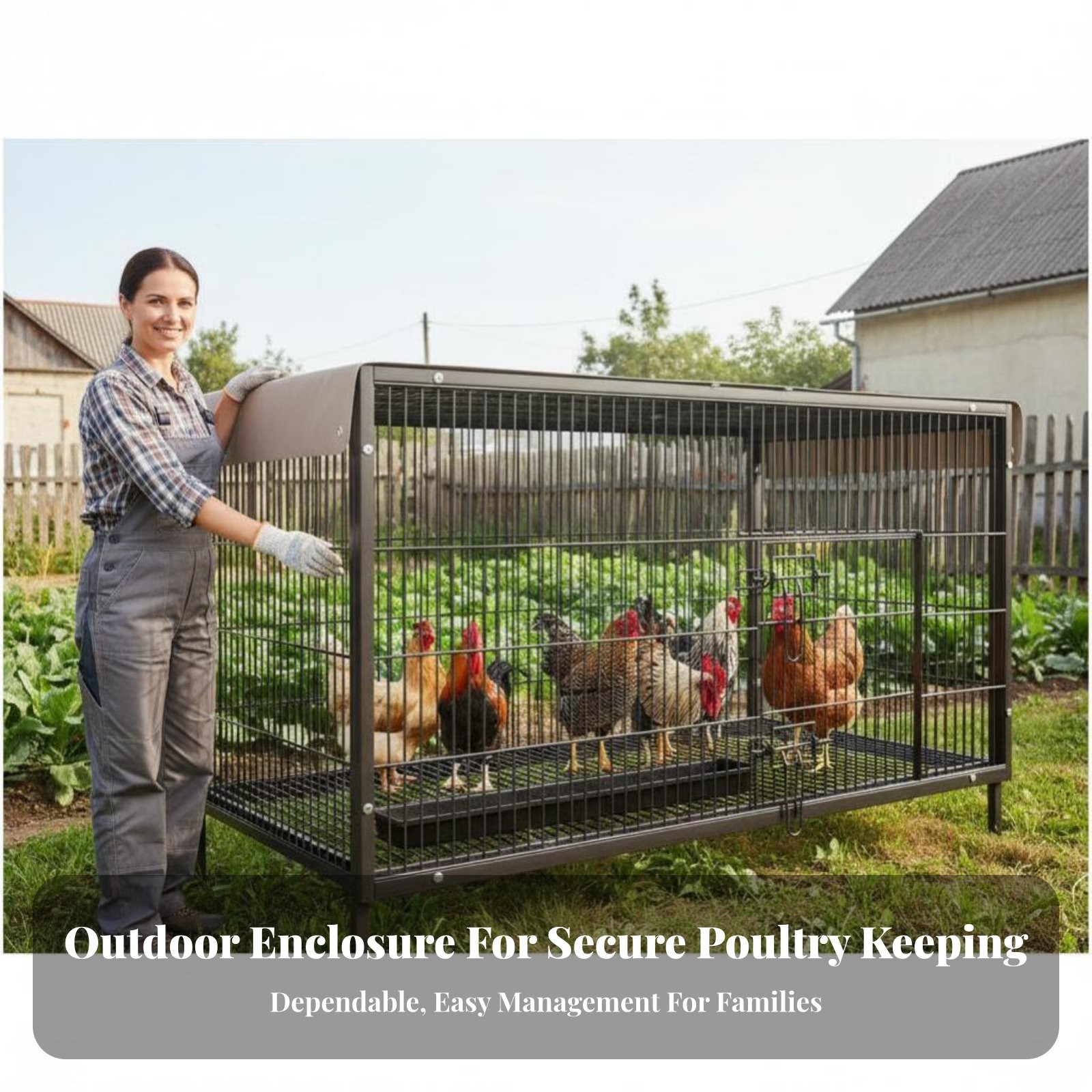 Large Metal Chicken Enclosure Predator-Resistant Resistant Poultry Enclosure