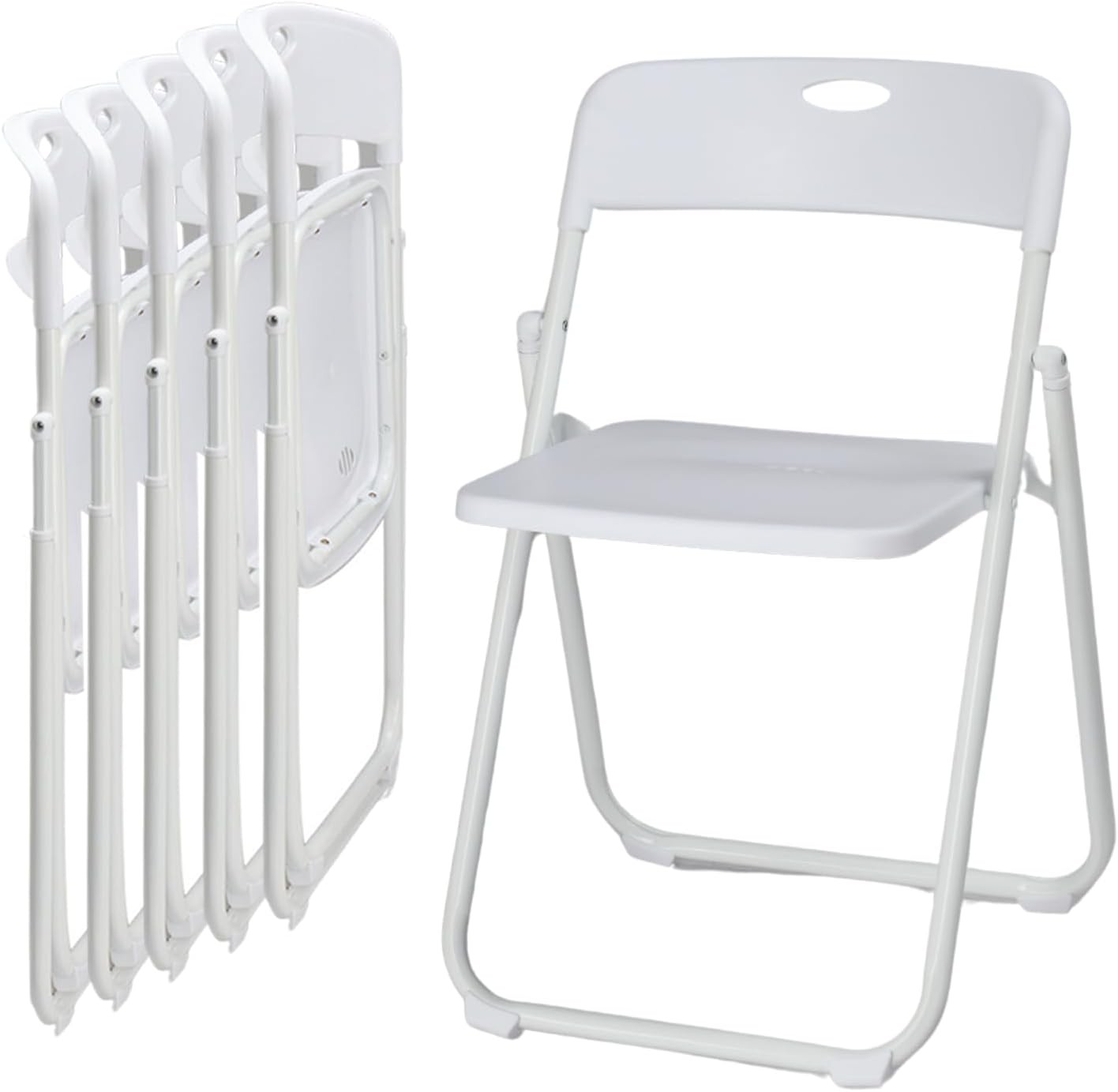 6Pcs Folding ,300LBS Lightweight Foldable Plastic Chair, Reinforced Metal Frame