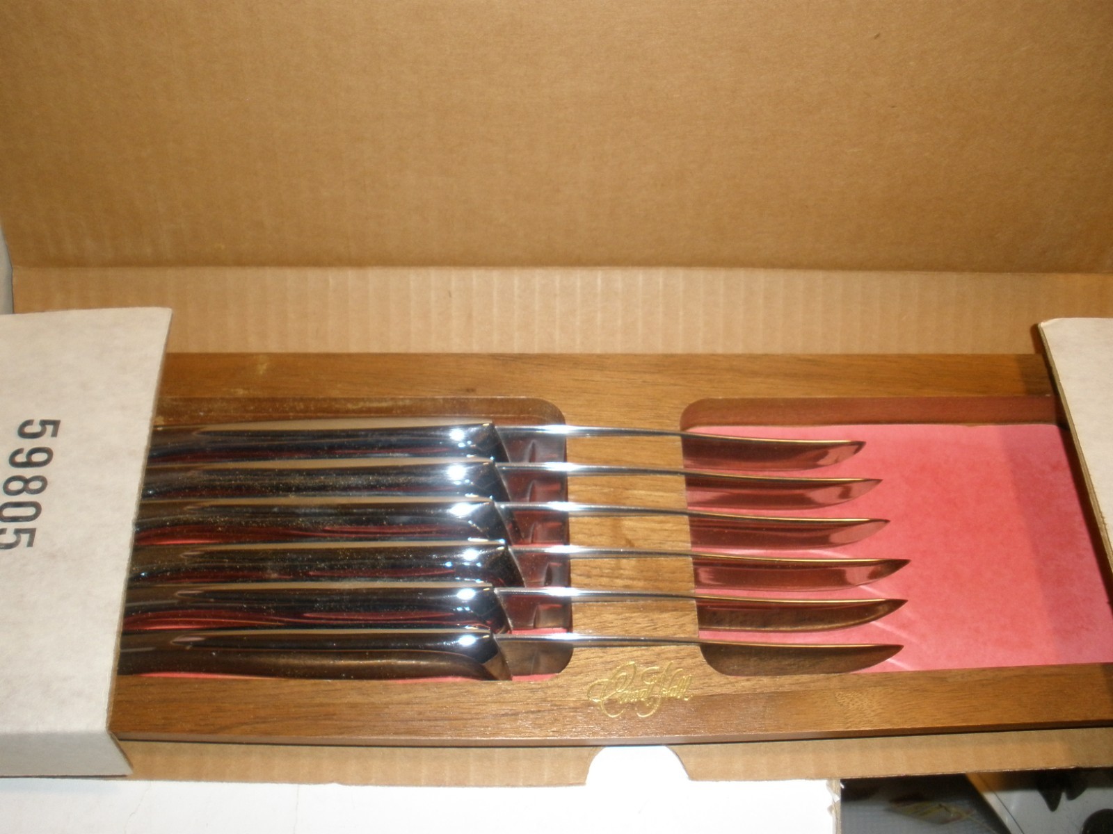 NEW Vintage NOS Carvel Hall Somerset 6 Pc Steak Knives with Holder