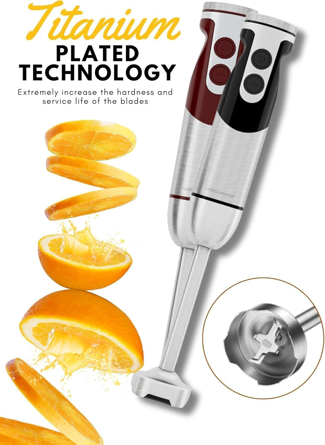 Pro Titanium Reinforced 5 In1 Immersion Hand Blender, Powerful with 80% Sharper