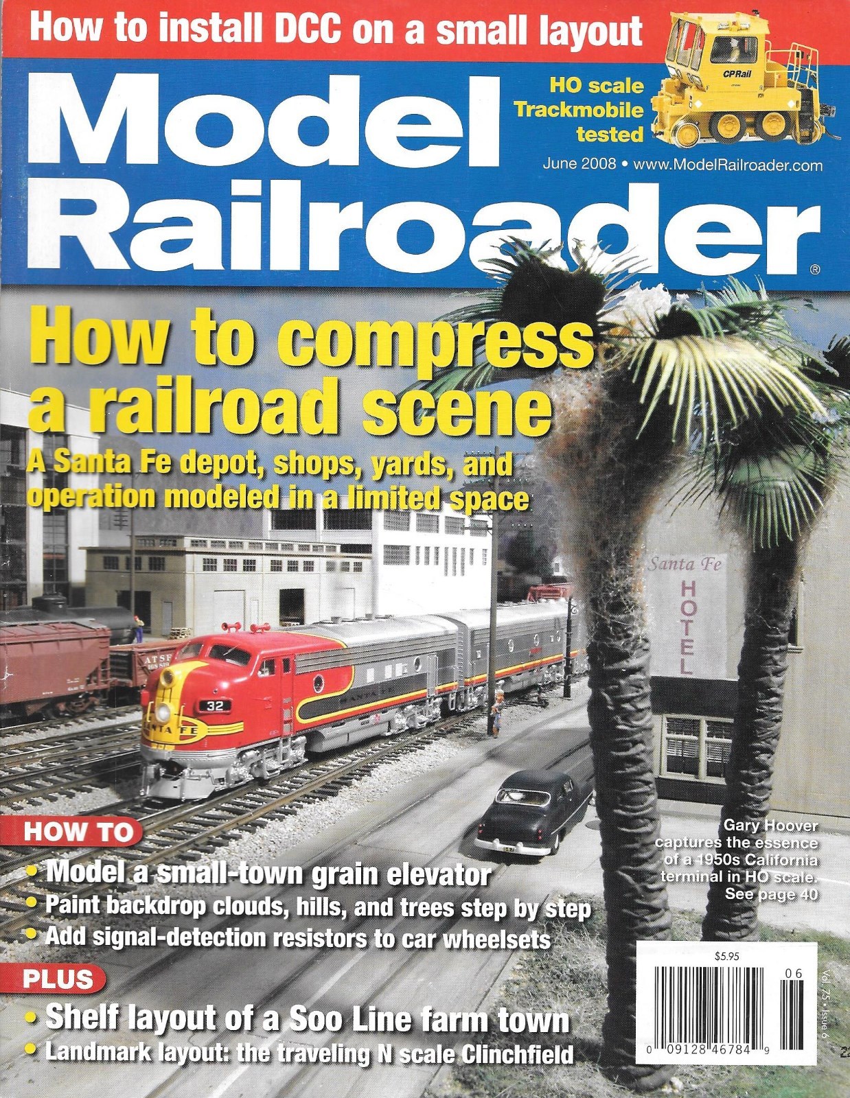 Model Railroader Jun 2008 Santa Fe Depot Shops Yard Grain Elevator Soo Farm Town