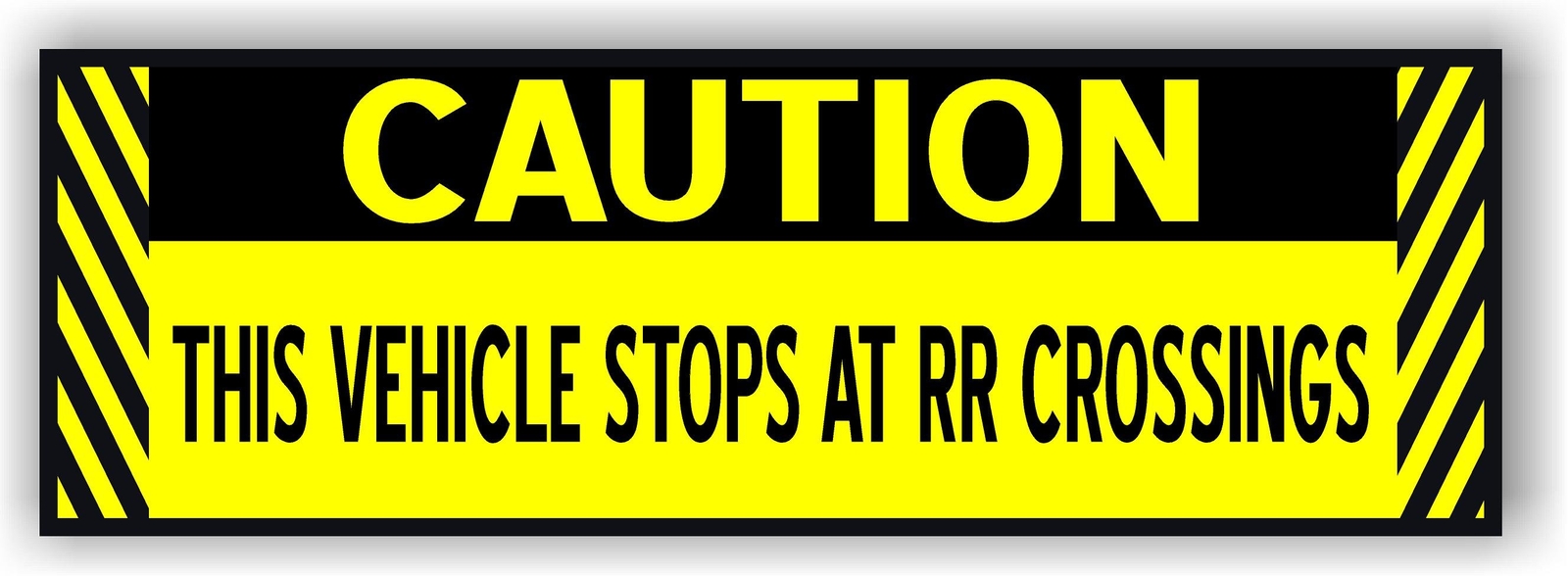 CAUTION This Vehicle Stops at RR Crossings 3 Pack Magnet
