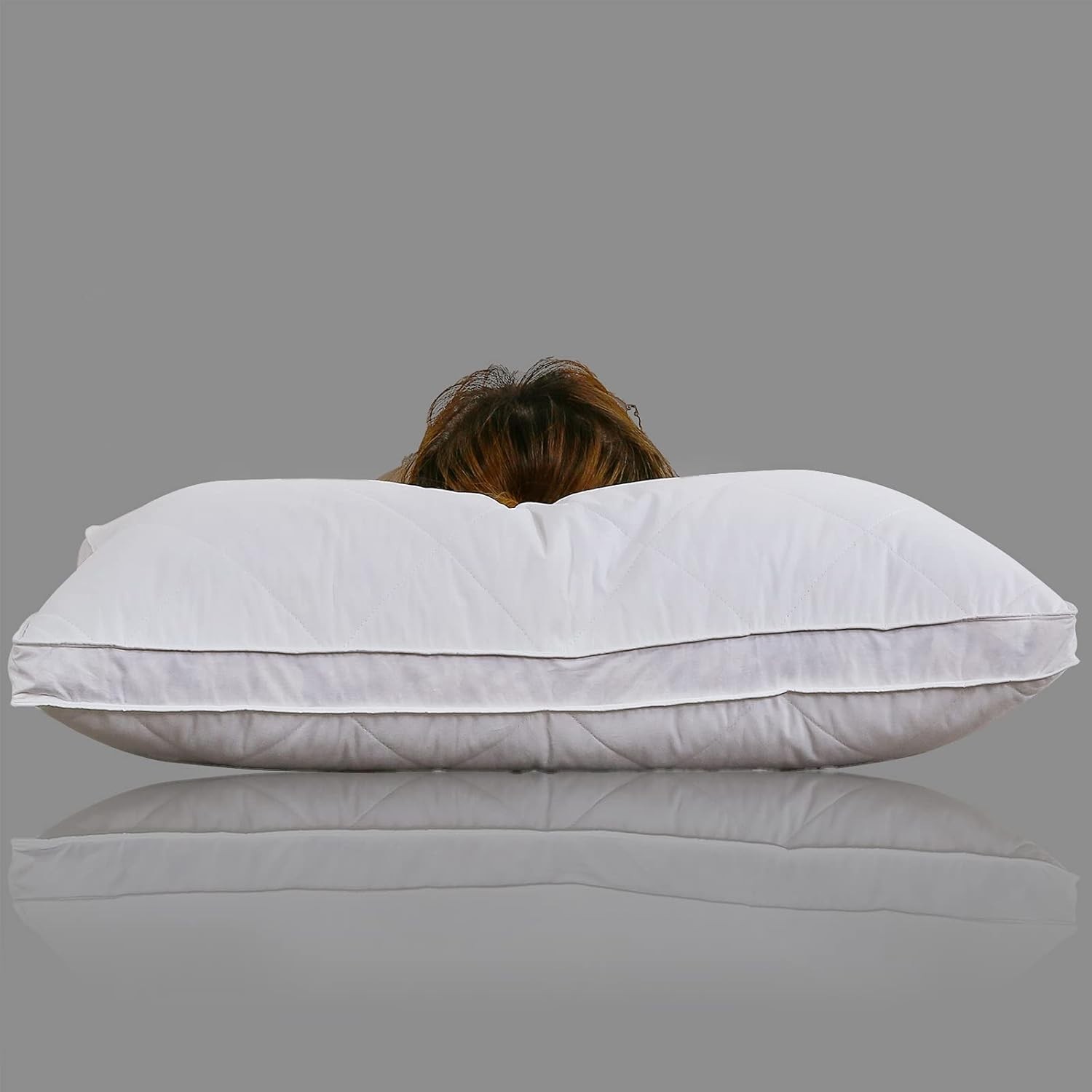 Pack of 1 White Goose Feather Polyester Bed Pillows Queen/Standard Size- Soft...