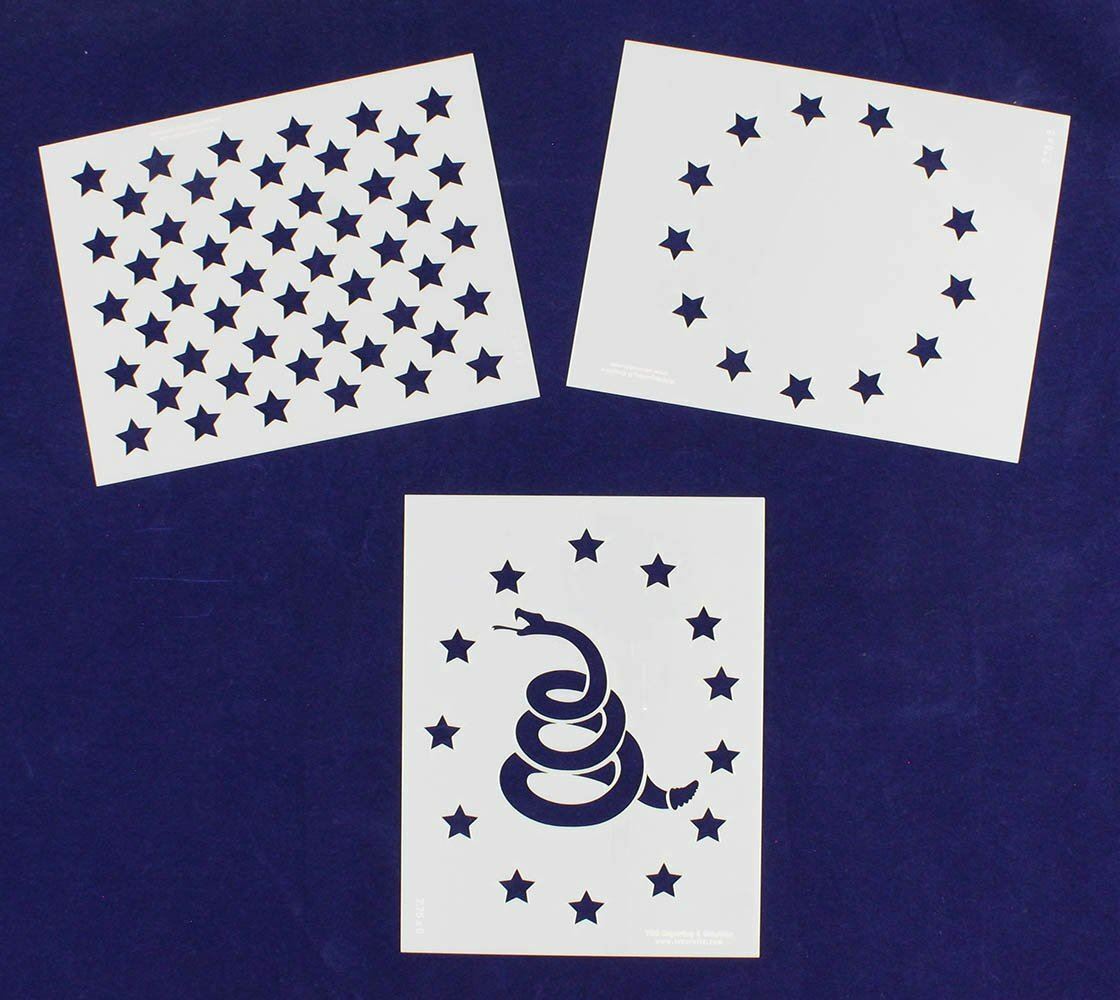 Don't Tread on Me (Gadson Flag)/Revolutionary War 3 PC Stencil Set Painting/Craf