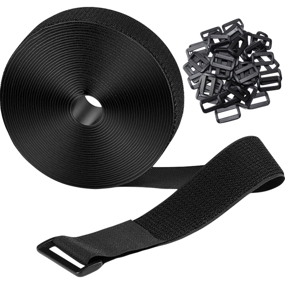 1Set Adjustable Reusable Hook and Loop Straps with Buckles for Cable Management