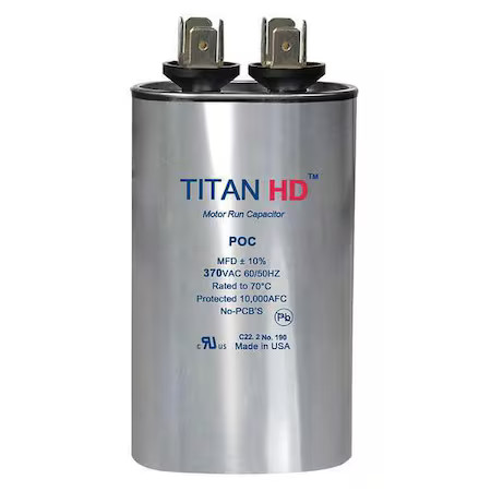 Titan Hd Poc10a Motor Run Capacitor, 10 Mfd, 370V, Oval