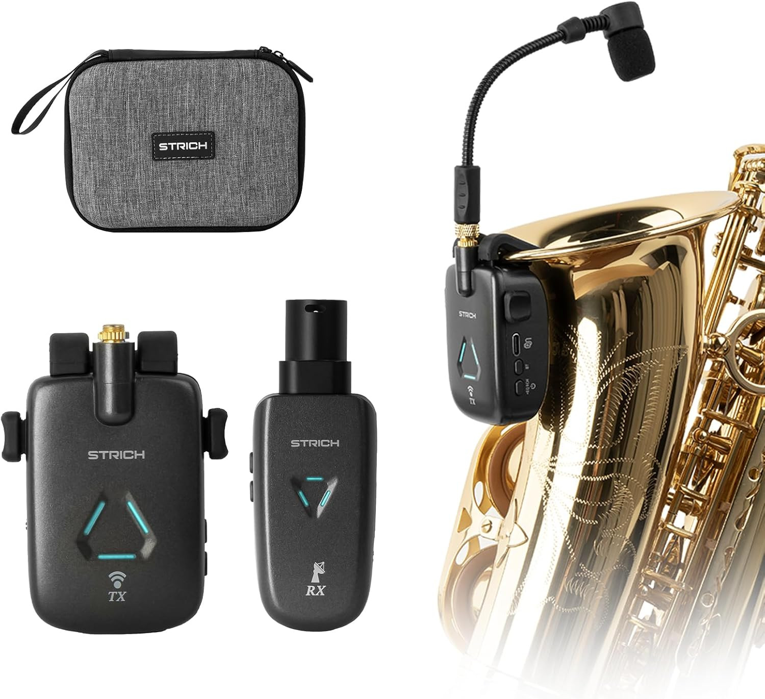 UHF Rechargeable Wireless Instrument Microphone System with Clip-On Transmitter