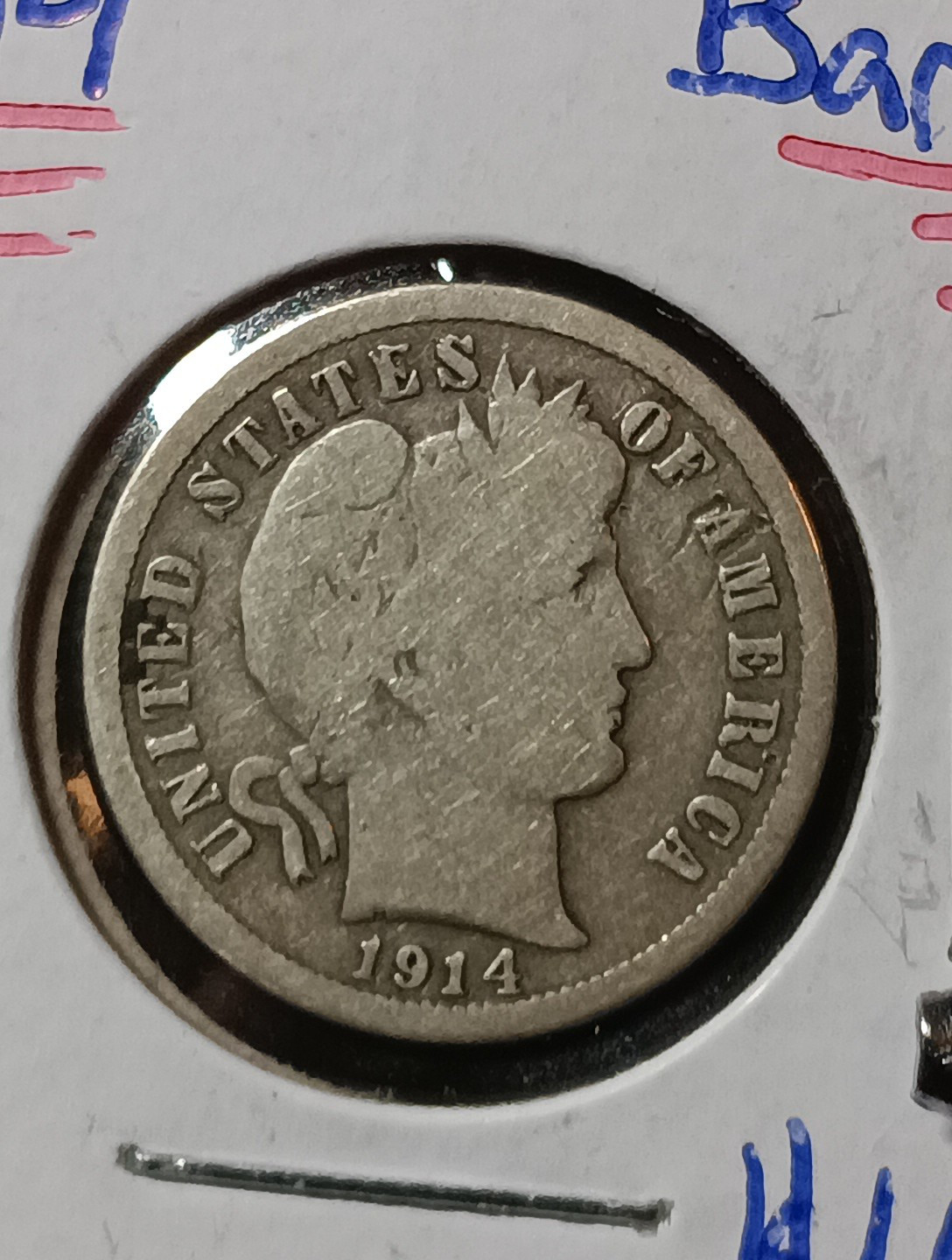 👉1914 Barber Silver Dime  Fine Choice  #49