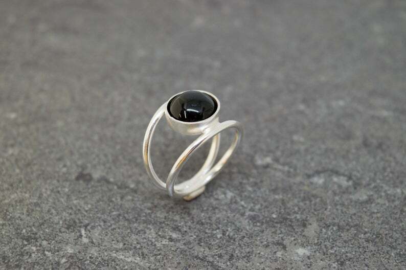 Black Onyx 925 Sterling Silver Band& Statement Ring Handmade Ring All Size-q-19