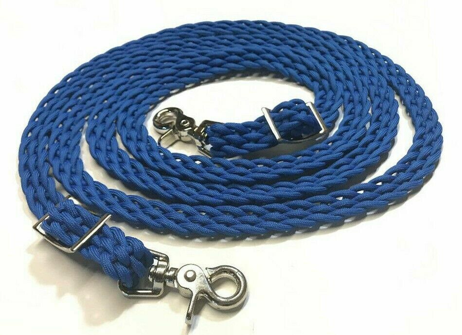 flat braided reins western paracord rein horse tack royal blue rein