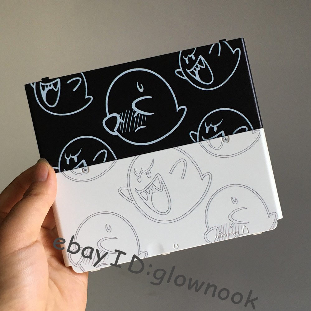 Rare Mario Boo Ghost Nintendo New 3DS Cover Replacement Shell Black White Design