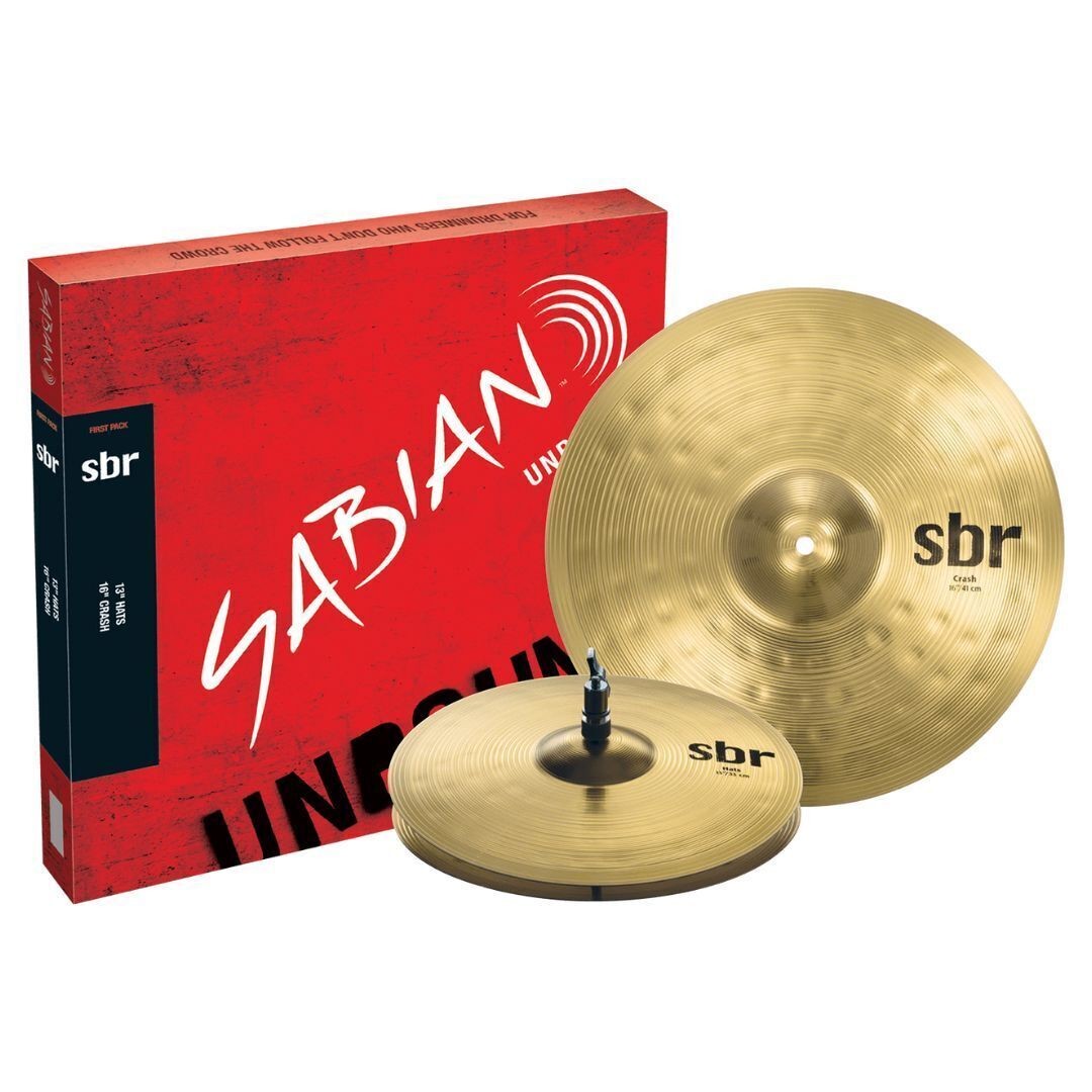 SABIAN SBR First Pack Pure Brass Natural Cymbal Set Hats Crash PRO
