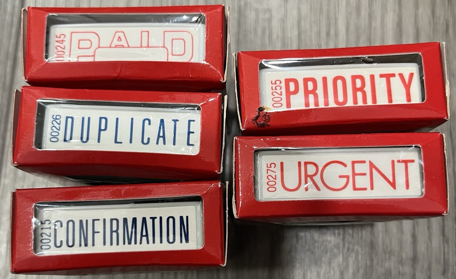 5 Lot Sanford POM Stamper Paid Priority Duplicate Confirmation Urgent Japan
