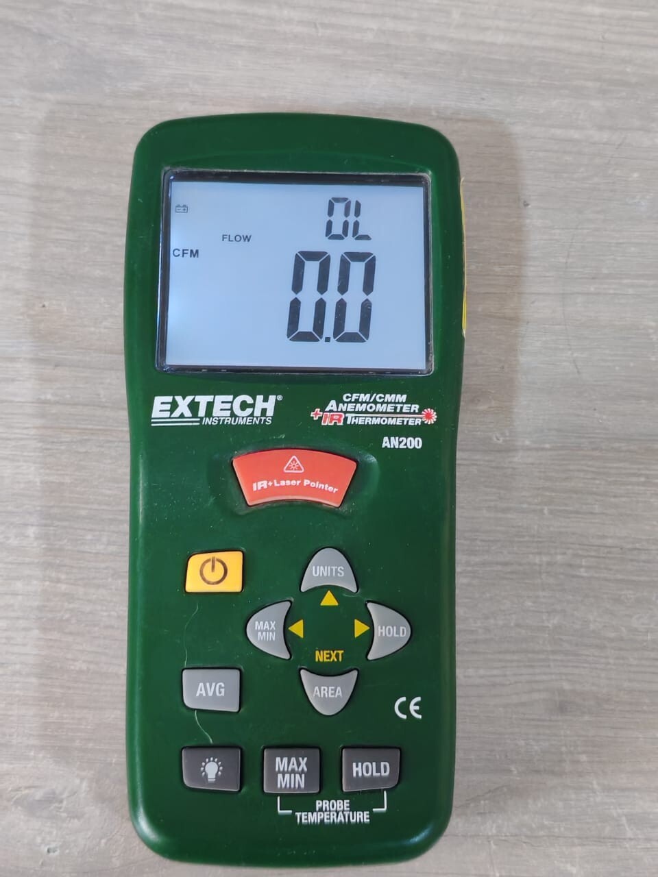 EXTECH INSTRUMENTS AN200 CFM/CMM ANOMOMETER +IR THEROMETER- W/O ANY ACCS.