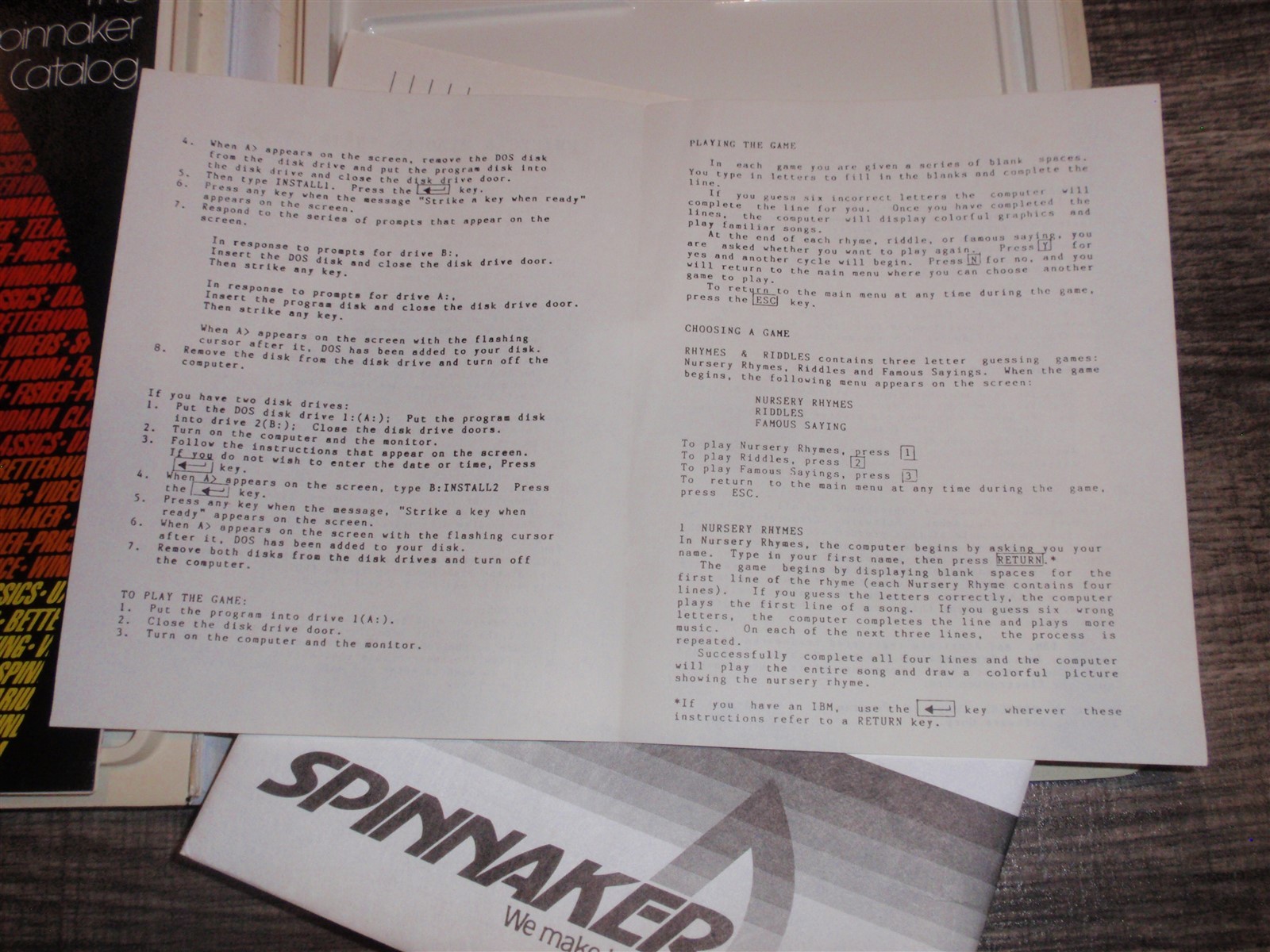 Rhymes & Riddles 1982 Spinnaker Game In Box 5.25" Floppy Disk for Commodore 64