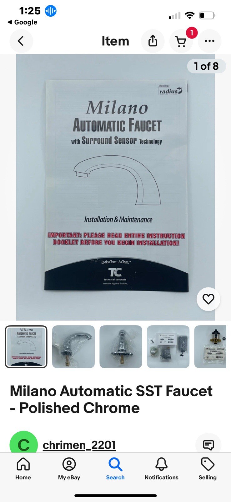 Technical Concepts 500617 AutoFaucet Surround Sensor Technology Milano Chrome GC