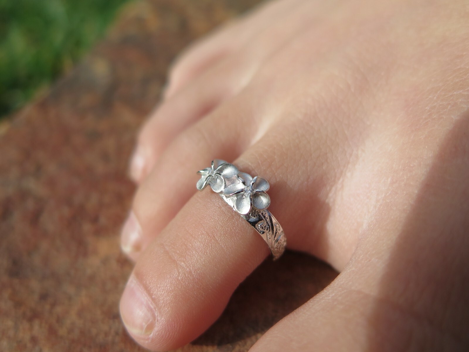 Hawaiian Jewelry Sterling Silver Scroll Ring Double Plumeria CZ Toe Ring TR1181