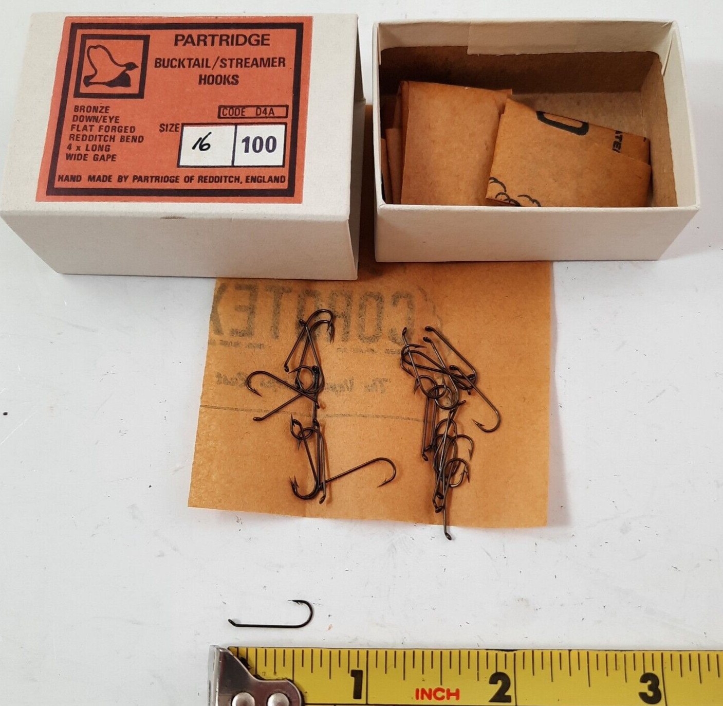 100 Partridge Hooks D4A Size 16 Streamer Bucktail 4X Long Wide Gape Fly Tying
