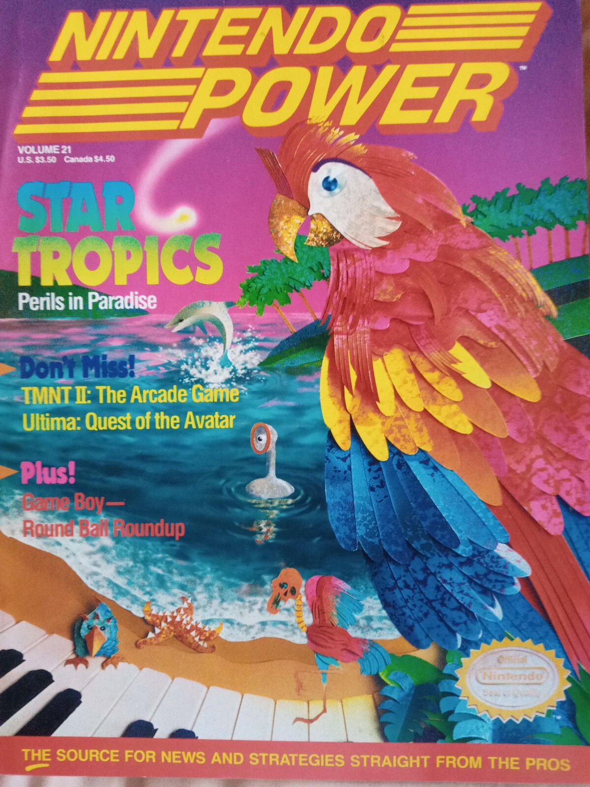 Nintendo Power Volume 21 Guide Book Magazine Star Tropics w/ Metal Storm Poster