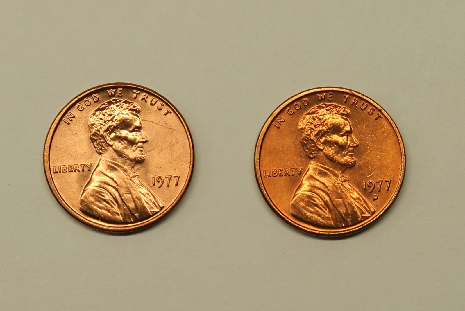 1977 P & D Uncirculated Lincoln Cents, Free Shipping