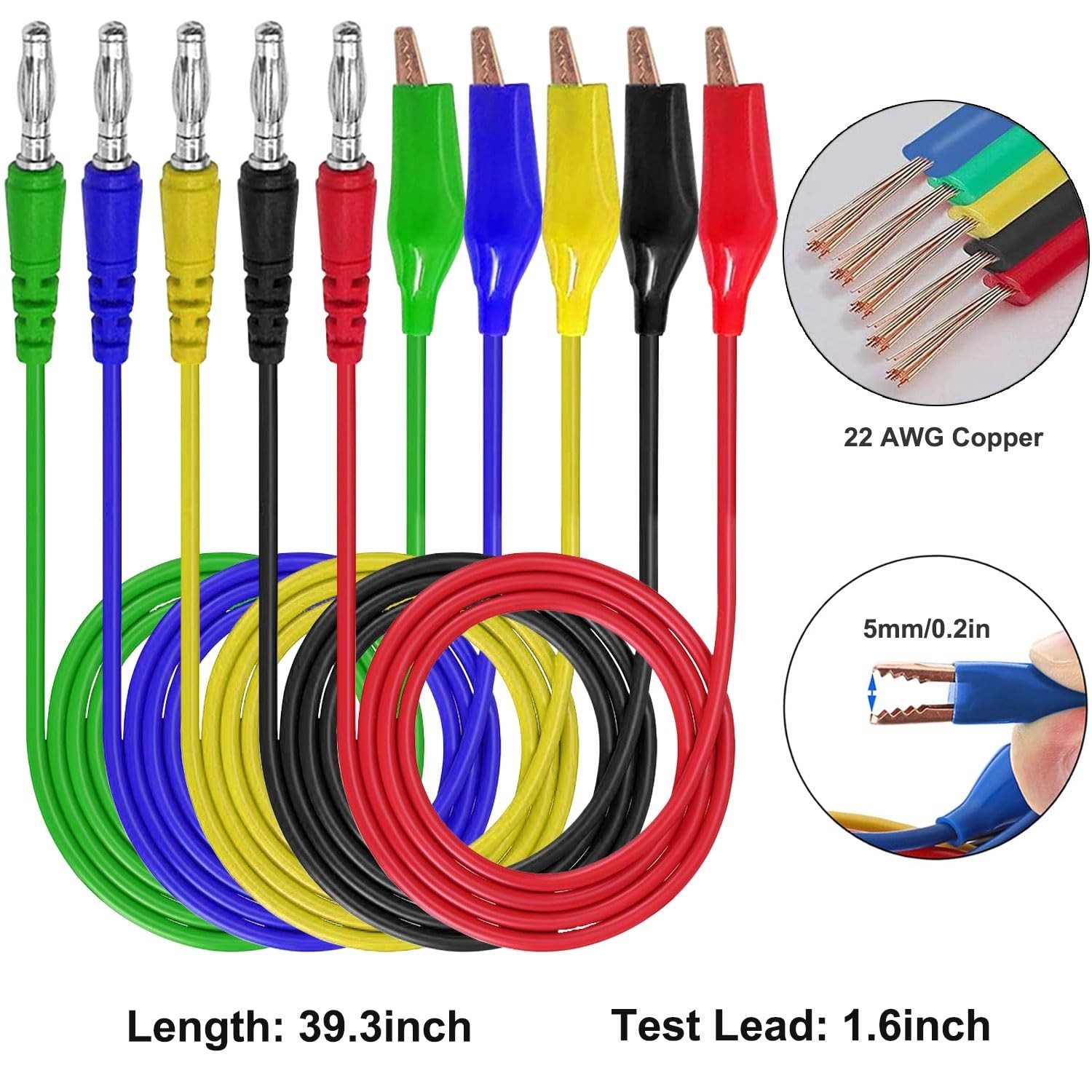 Back Probe Kit Banana Plug to Copper Alligator Clip Automotive Leads Set wit...