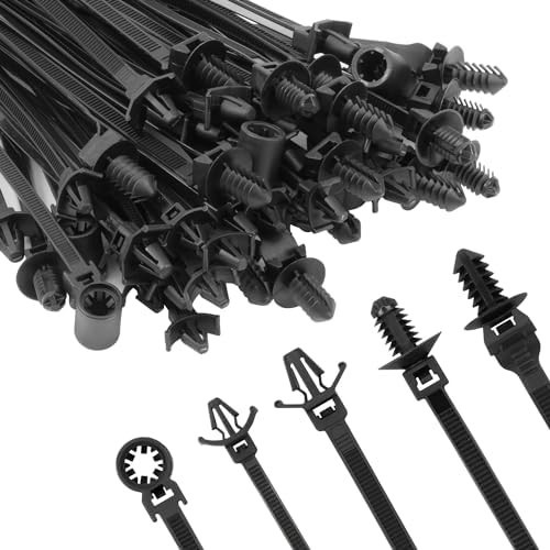Armpow 330 PCS Black Push Mount Cable Zip Ties Heavy Duty UV Resistant for