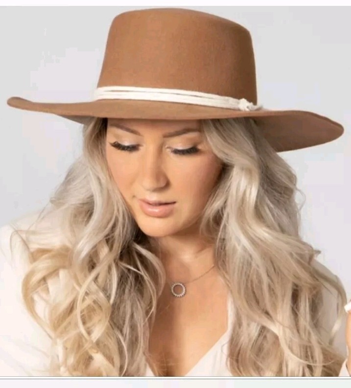 NWT ANTHROPOLOGIE SAN DIEGO HAT CO ROPE BAND WOOL FELT RANCHER HAT TAN ONE SIZE