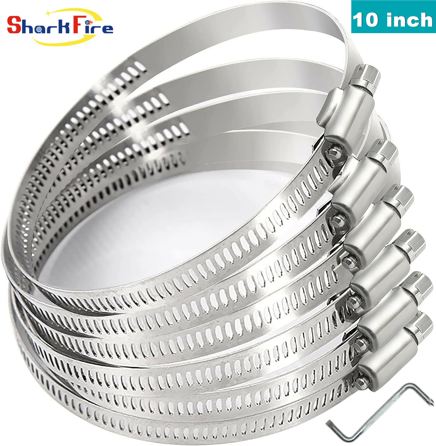 10Inch Metal Hose Clip Adjustable Stainless Steel Ducting Clamp of Flexible Hose