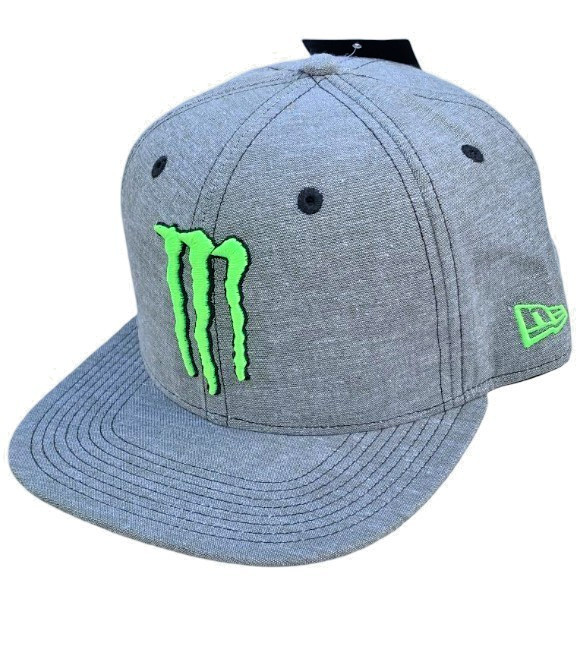 M - Gray Flat Brim Snapback Cap. Contrast Stitching. Racing. MotoGP. BMX.