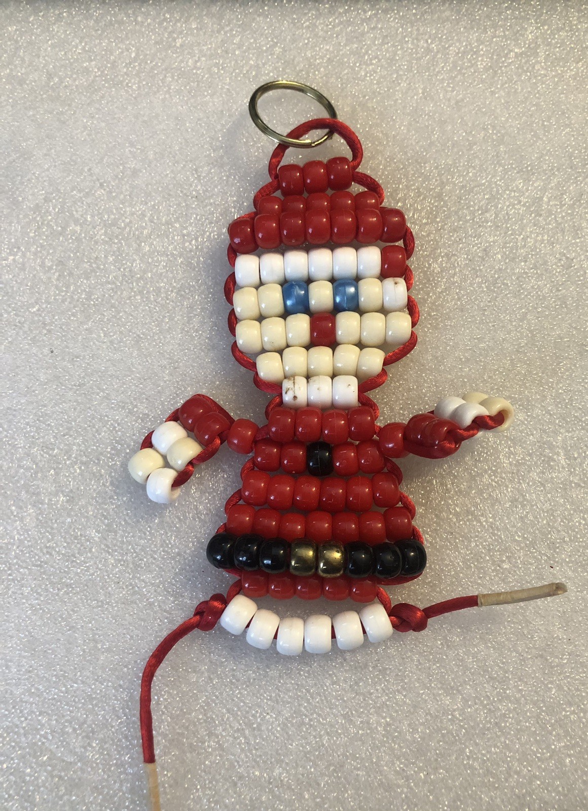 Handmade Beaded Christmas Santa Keychain Key Ring GS1D23