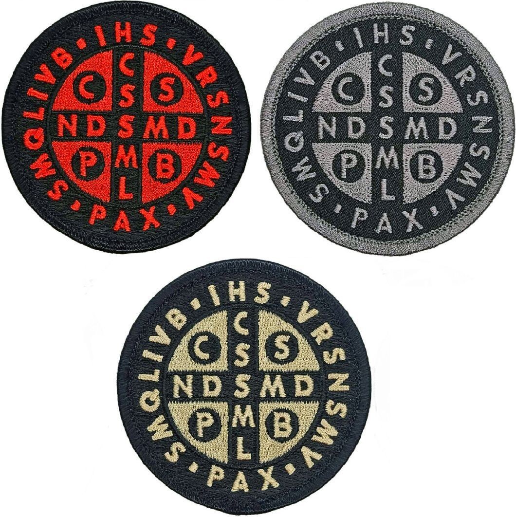 SAINT BENEDICT CROSS MEDAL TACTICAL PATCH  - 3PC Bundle -Hook Backing