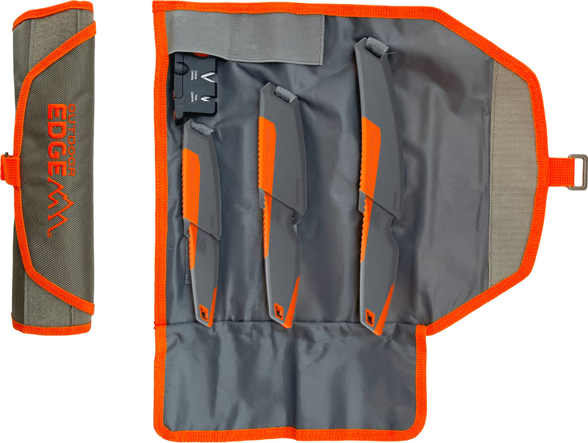 Outdoor Edge Vantex 4pc Hunting Knife Set Gutting Boning Cape Roll Pack VNTX4-C