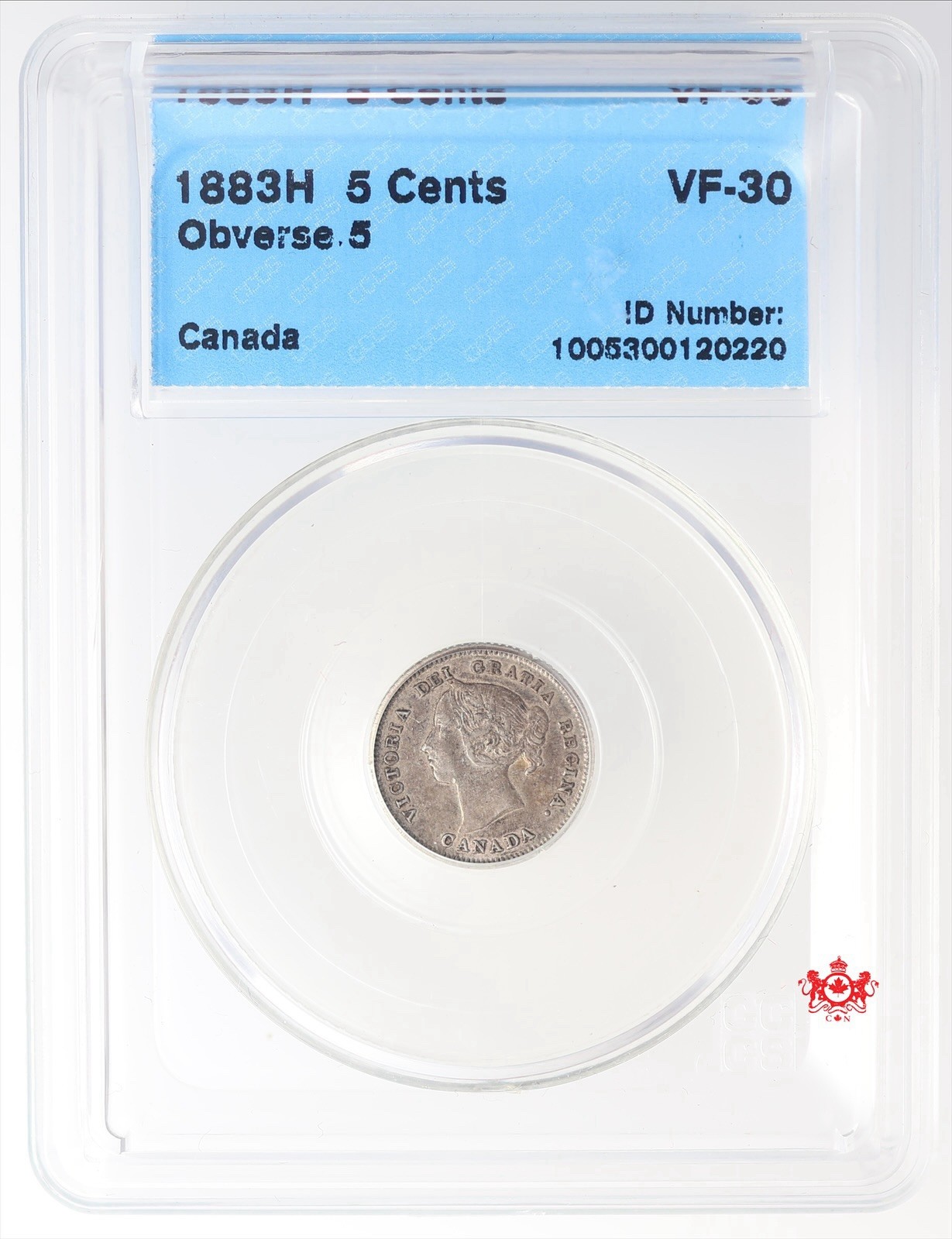 1883H Canada 5 Cents Obverse 5 - CCCS VF30 - 0120220