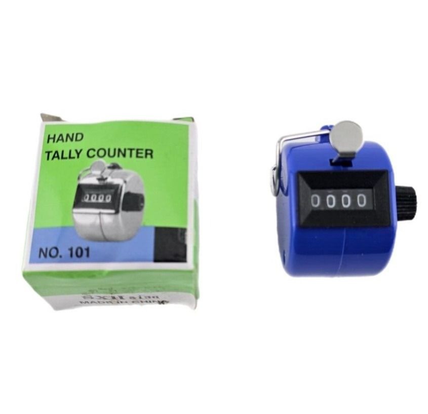 Handheld Tally Counter No. 101 With Reset Knob & Finger Ring Blue