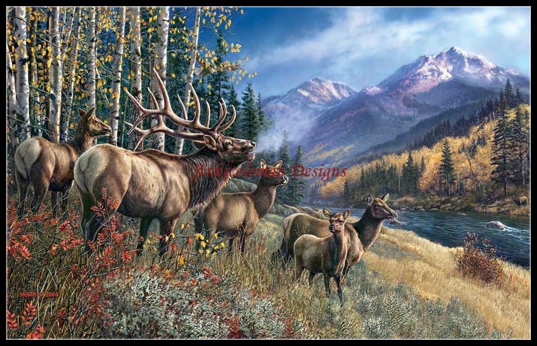 Elk Anthem - DIY Chart Counted Cross Stitch Patterns Needlework Embroidery DMC
